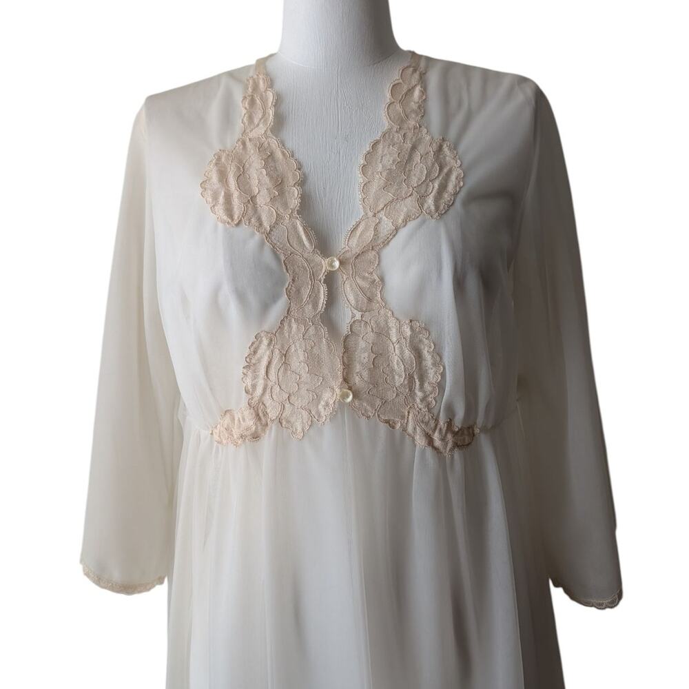 Kayser Vintage Long Lace Trim Peignoir Robe - Picture 3 of 11